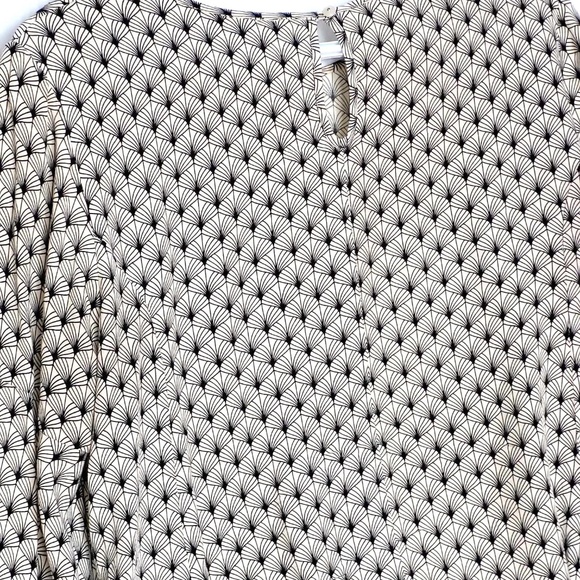 PART TWO Garzia Beige & Black Floral Print 3/4 Trumpet Sleeve Summer Blouse Sz36 - Picture 7 of 10